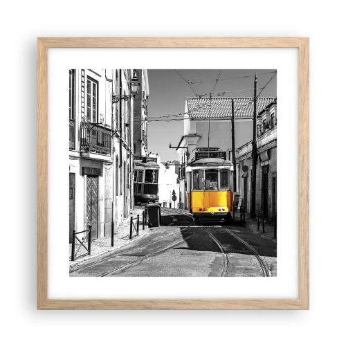 Poster în ramă de stejar deschis - Spiritul Lisabonei - 40x40 cm