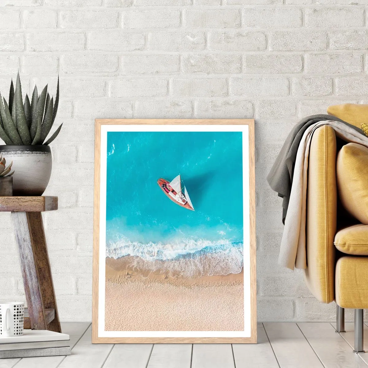 Poster în ramă de stejar deschis - La frontieră dintre albastru și auriu - 40x50 cm