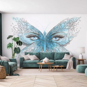 Tapet Autoadeziv Deluxe Sticker - Polyommatus eros - Abstracția, Fluture, Ochi Femei - 300x210 cm