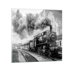 Tablou pe sticlă - La gară... - 30x30 cm