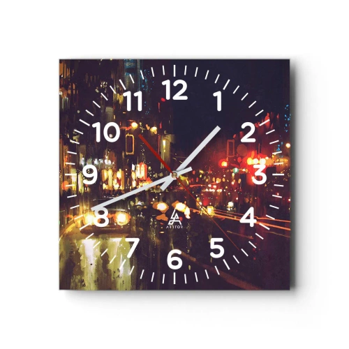 Ceas de perete - Ceas pe sticlă - Scufundat în lumina nopții - 40x40 cm