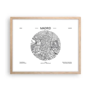 Poster în ramă de stejar deschis - Anatomia Madridului - 50x40 cm