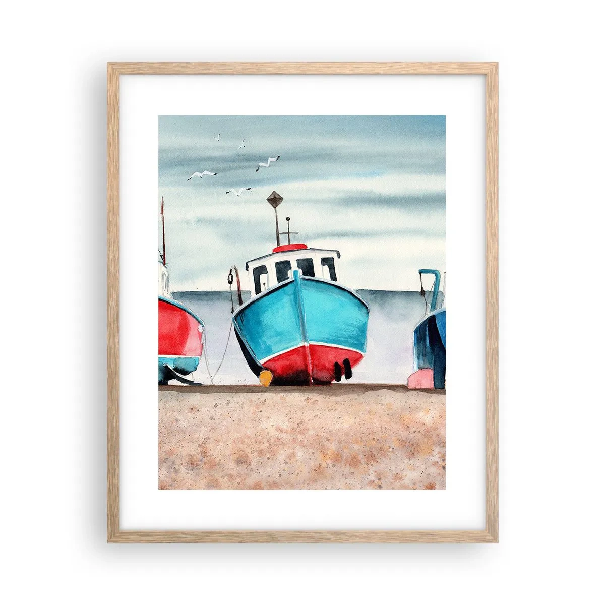 Poster în ramă de stejar deschis - Gata pentru pescuit - 40x50 cm