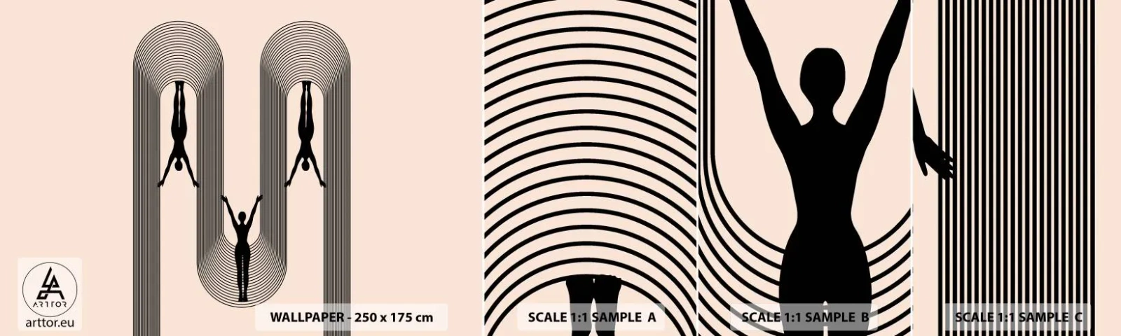 Mostră de Tapet Standard Eco - Cu susul în jos - Suprarealism, Corp, Yoga - 100x30 cm