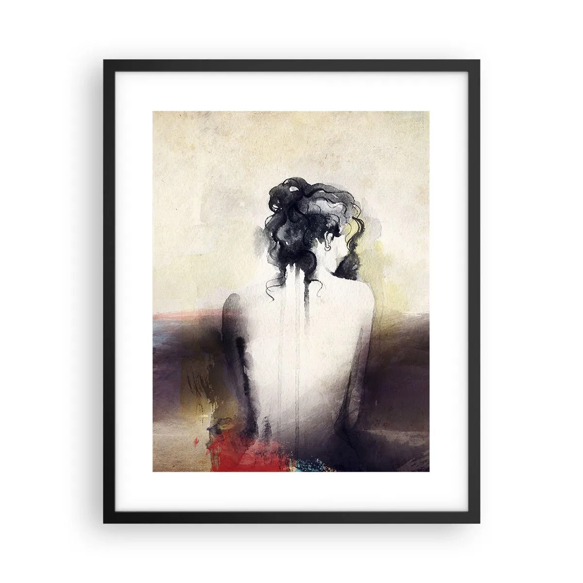 Poster în ramă neagră - Linii moi, forme ovale - 40x50 cm