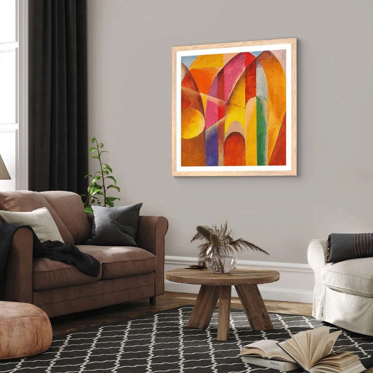 Poster în ramă de stejar deschis - Catedrala Soarelui - 50x50 cm