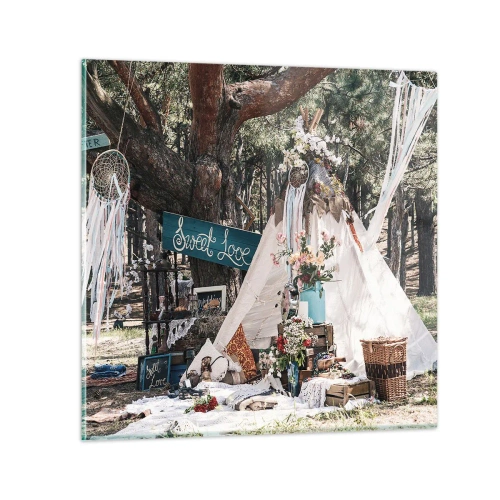 Tablou pe sticlă - Make love… - 70x70 cm