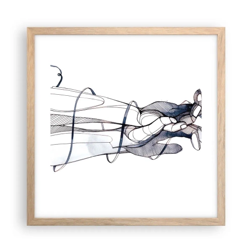 Poster în ramă de stejar deschis - Un studiu al atingerii - 40x40 cm