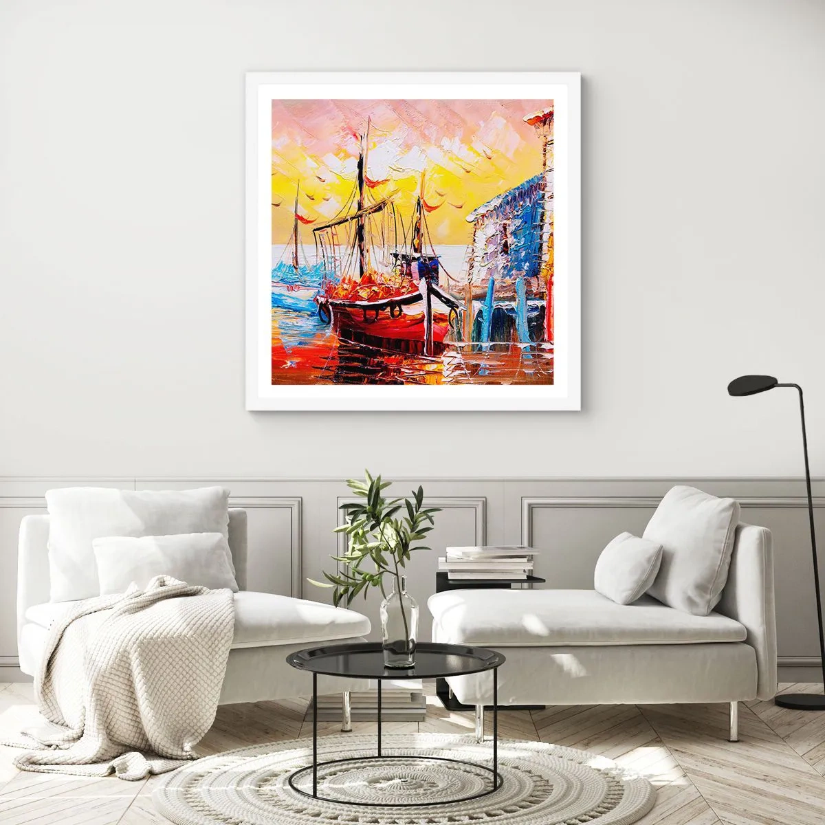 Poster în ramă albă - Întoarcere fericită - 40x40 cm
