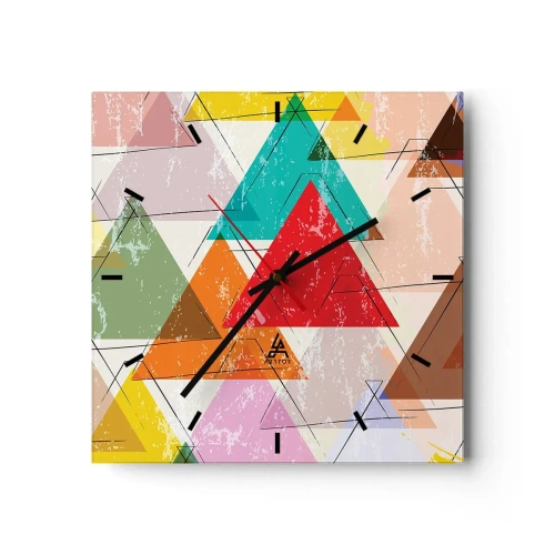 Ceas de perete - Ceas pe sticlă - Trei câte trei - 40x40 cm