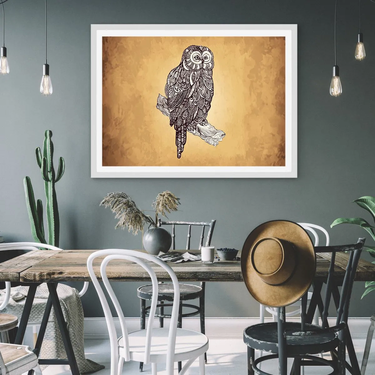 Poster în ramă albă - Ornamente complicate de înțelepciune - 40x30 cm