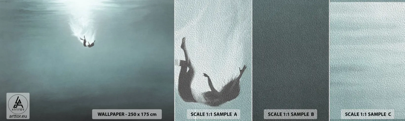 Mostră tapet Premium Sand - În îmbrățișarea oceanului - Apă, Minimalism, Sub apă - 100x30 cm