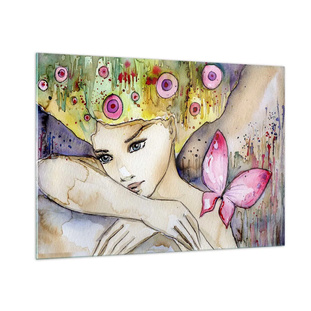 Tablou pe sticlă - Prințesa fluture - 100x70 cm