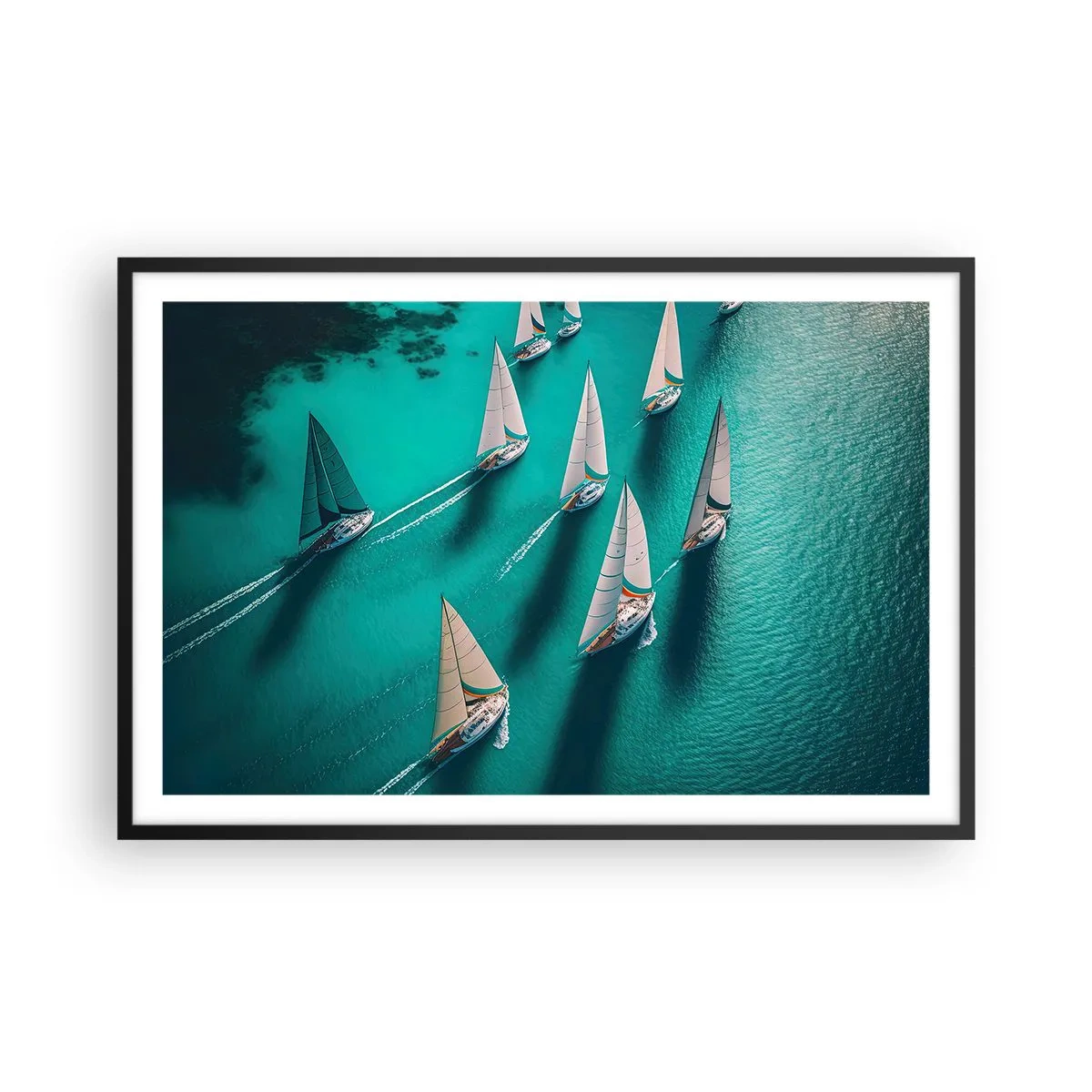 Poster în ramă neagră - Cursa cu vântul - 91x61 cm