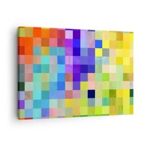 Tablou pe pânză Canvas - Un mozaic colorat de pătrate în diferite culori - 70x50cm - Fiecare diferit, toate sunt egale - Decorațiune modernă pentru perete pentru living și dormitor ARTTOR