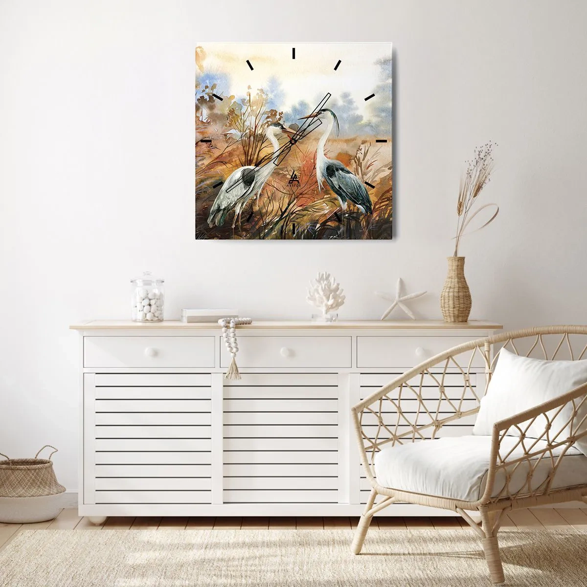 Ceas de perete - Ceas pe sticlă - Încotro în toamnă? - 30x30 cm