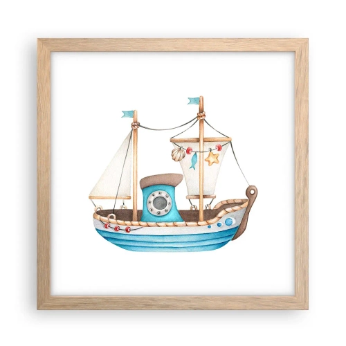 Poster în ramă de stejar deschis - Ahoy aventura! - 30x30 cm