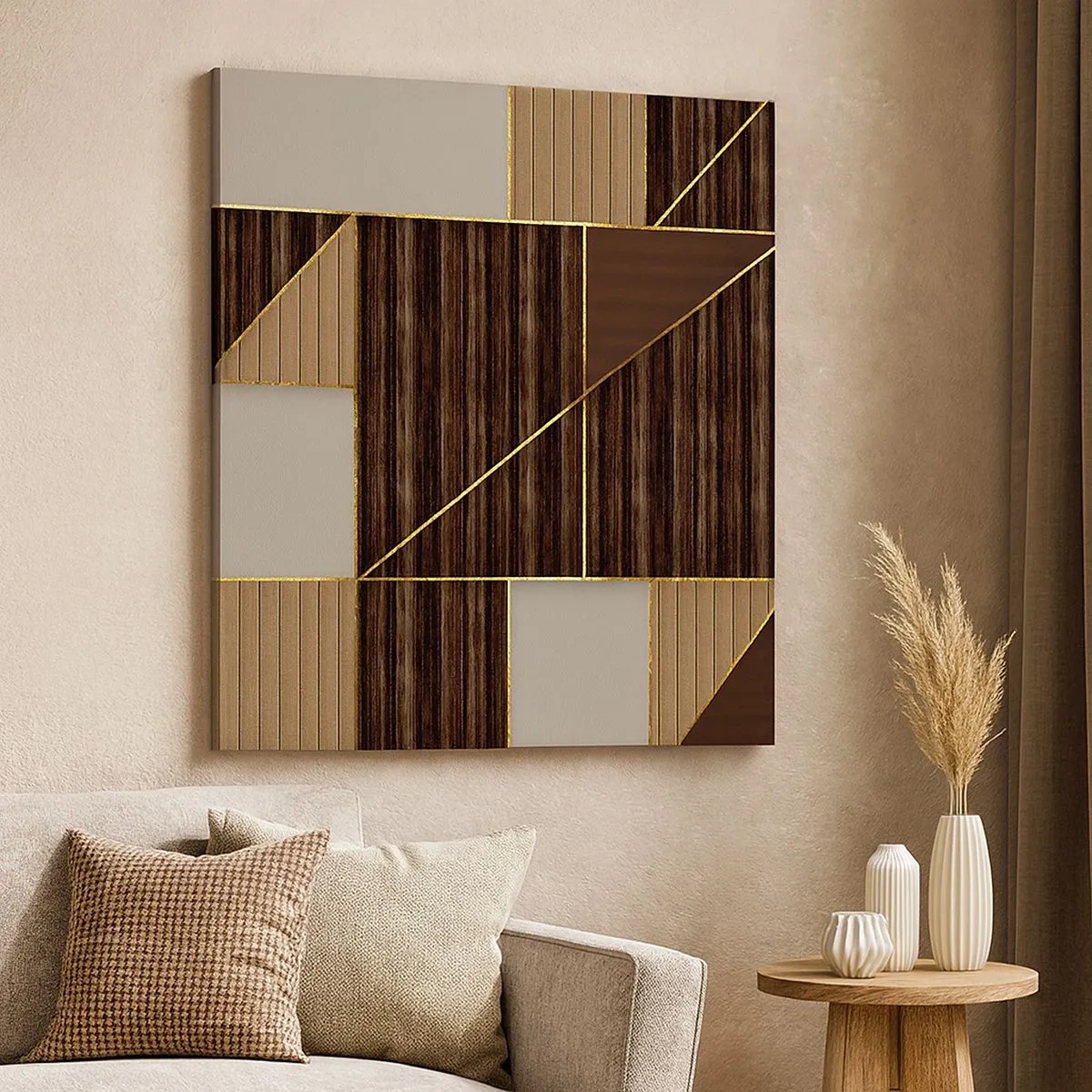 Tablou pe pânză - Un mozaic de maro și auriu - 30x30 cm