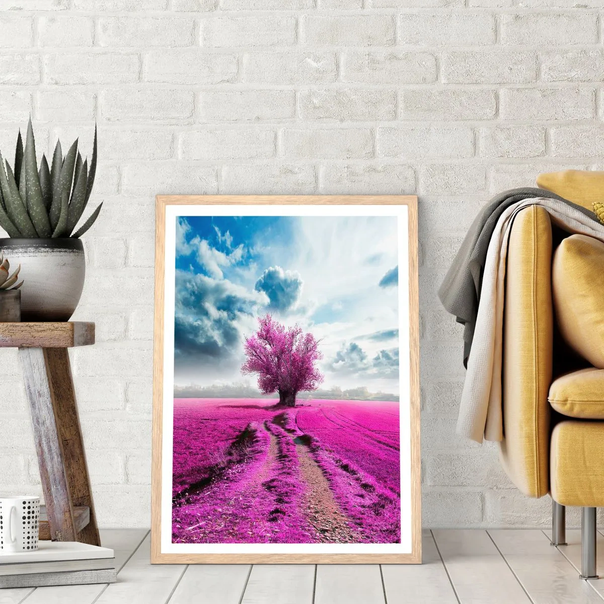 Poster în ramă de stejar deschis - Câmpul cu iarbă neagră - 50x70 cm