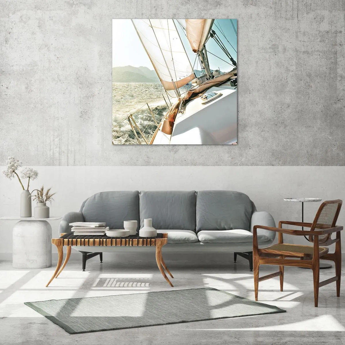 Tablou pe sticlă - Pânzele umflate de vânt - 70x70 cm