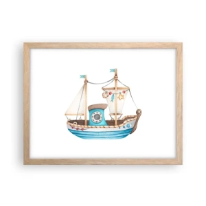 Poster în ramă de stejar deschis - Ahoy aventura! - 40x30 cm
