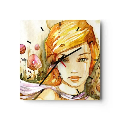 Ceas de perete - Ceas pe sticlă - Privirea de smarald care reduce la tăcere furia - 40x40 cm