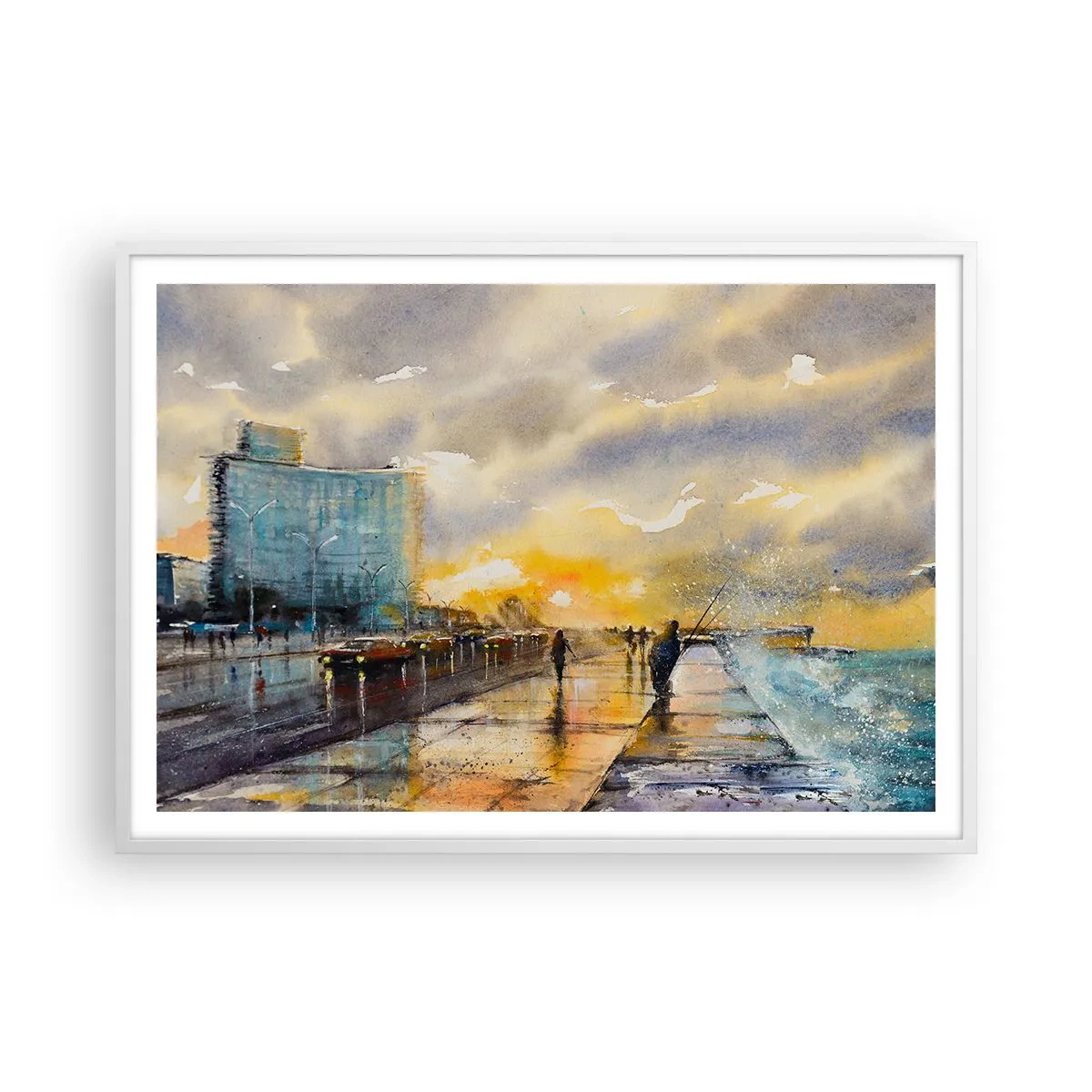 Poster în ramă albă - Viața pe țărm - 100x70 cm