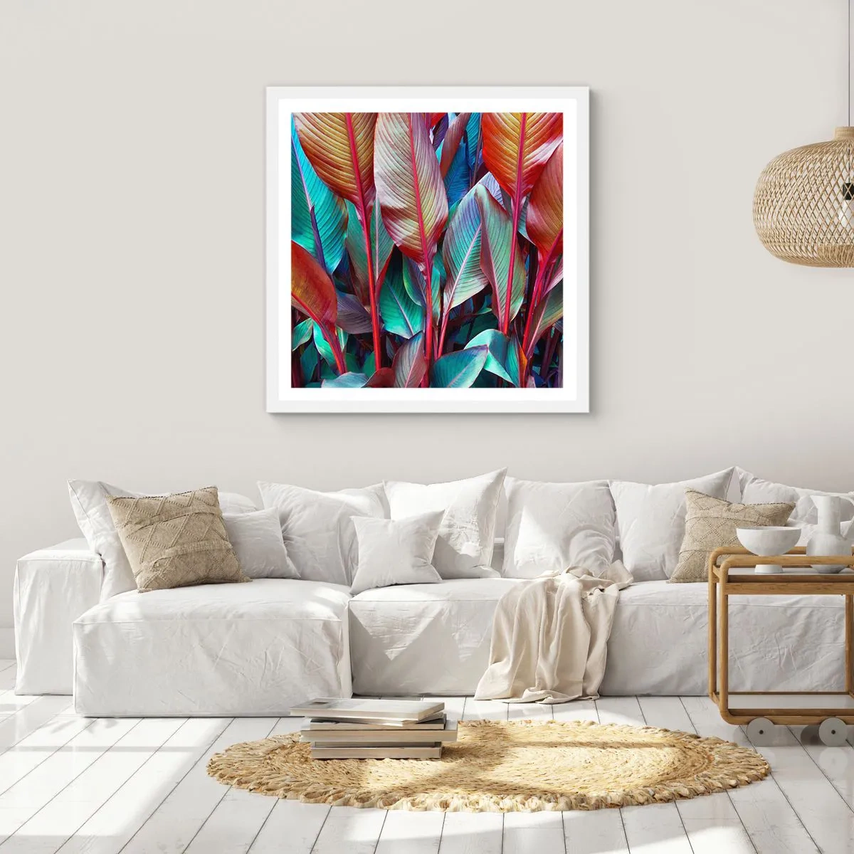 Poster în ramă albă - Tufiș colorat - 40x40 cm