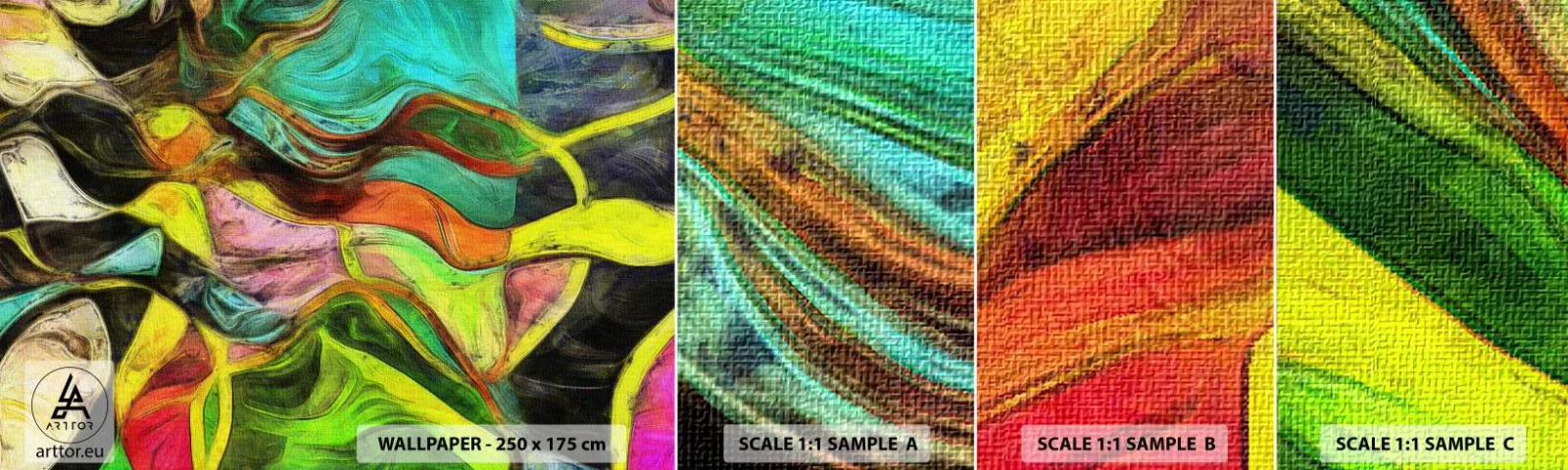 Mostră tapet autocolant Deluxe Sticker - Mișcarea este viață - Abstracția, Bucată, Pictura - 100x30 cm