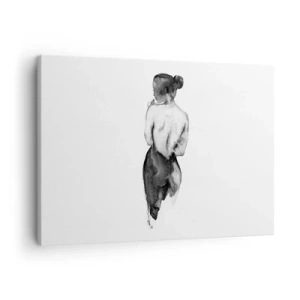 Tablou pe pânză Canvas - Figura unei femei surprinsă în acuarelă subtilă - 70x50cm - Cu ea lumea dispare - Decorațiune modernă pentru perete pentru living și dormitor ARTTOR