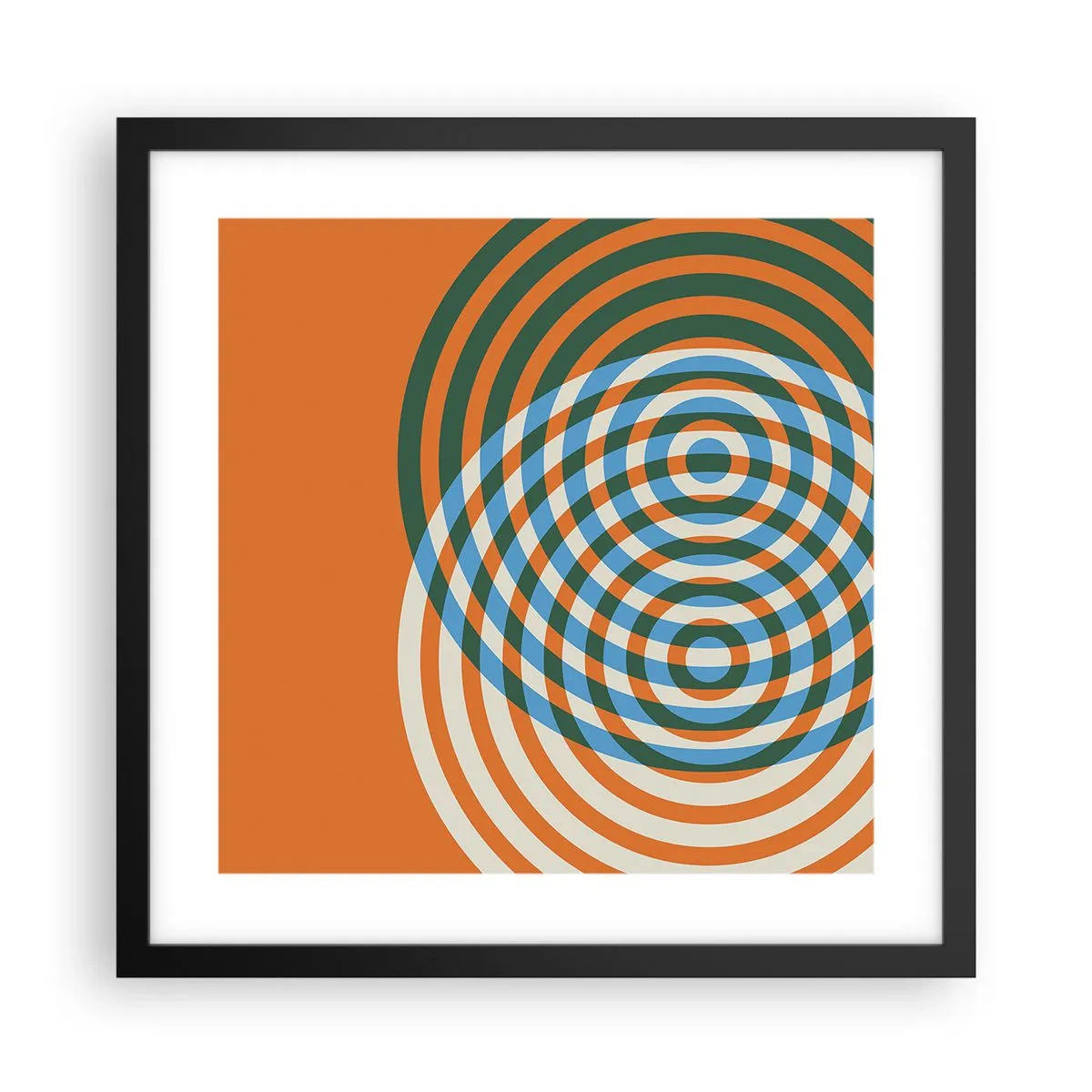 Poster în ramă neagră - Variație circulară abstractă - 40x40 cm