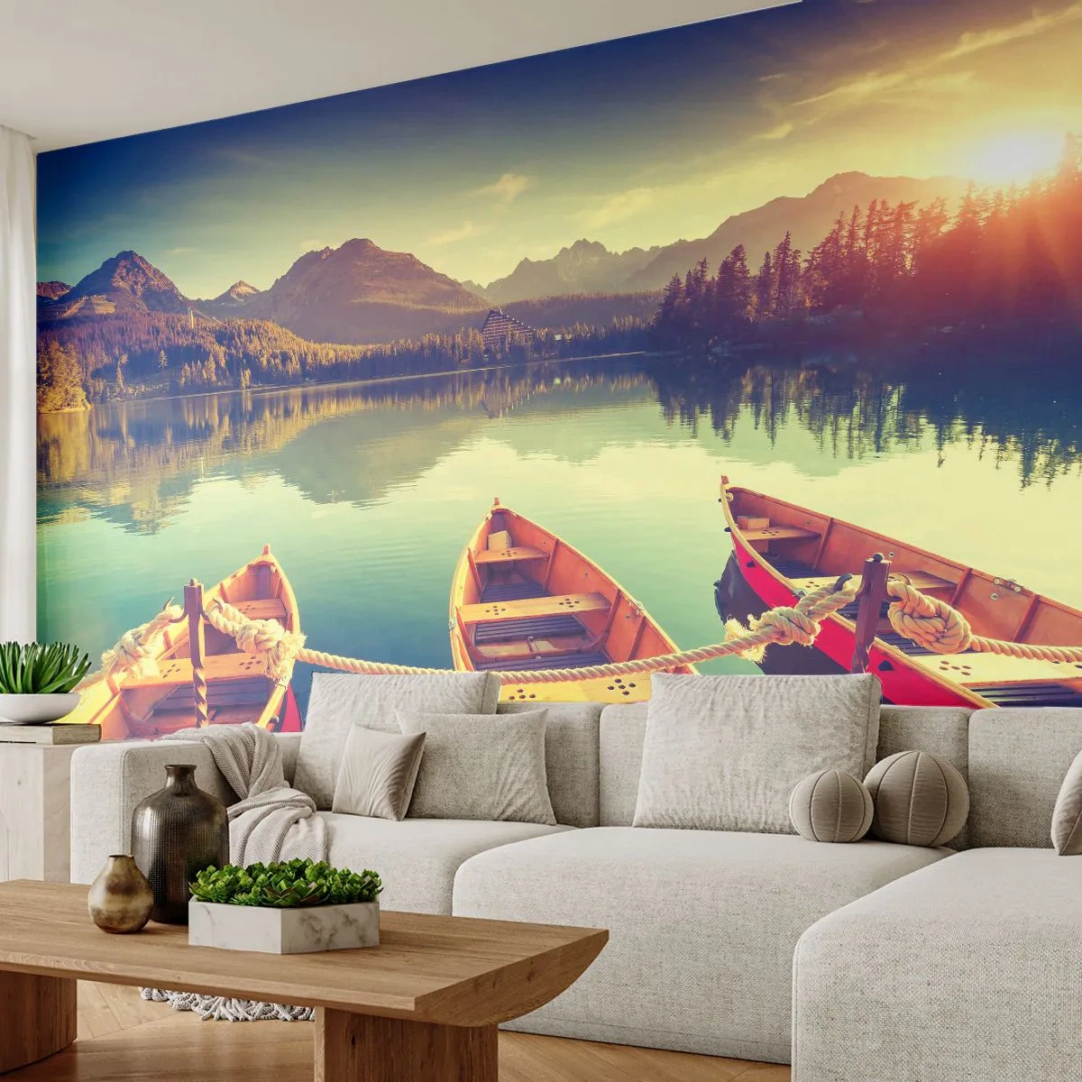 Tapet Premium Canvas - Pentru a trăi după legile sale - Peisaj, Munţi, Lac - 400x280 cm