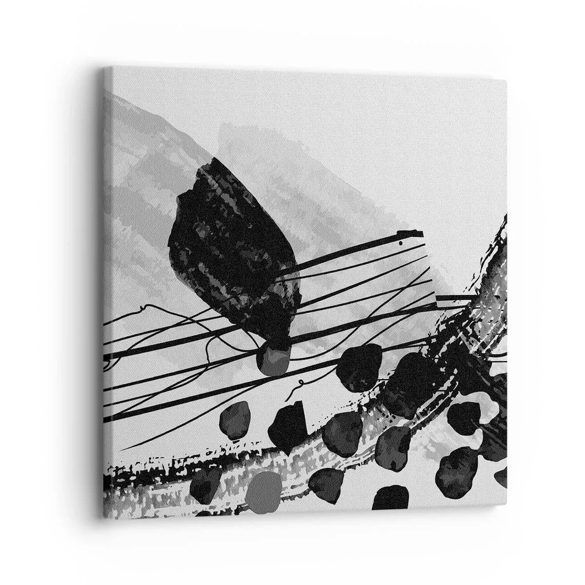 Tablou pe pânză - Abstracție organică în negru și alb - 30x30 cm