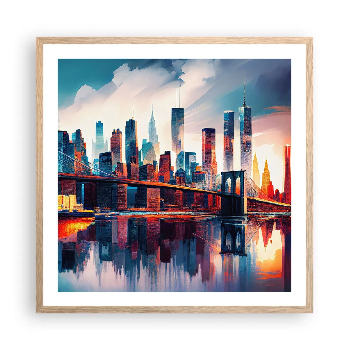Poster în ramă de stejar deschis - New York fenomenal - 60x60 cm