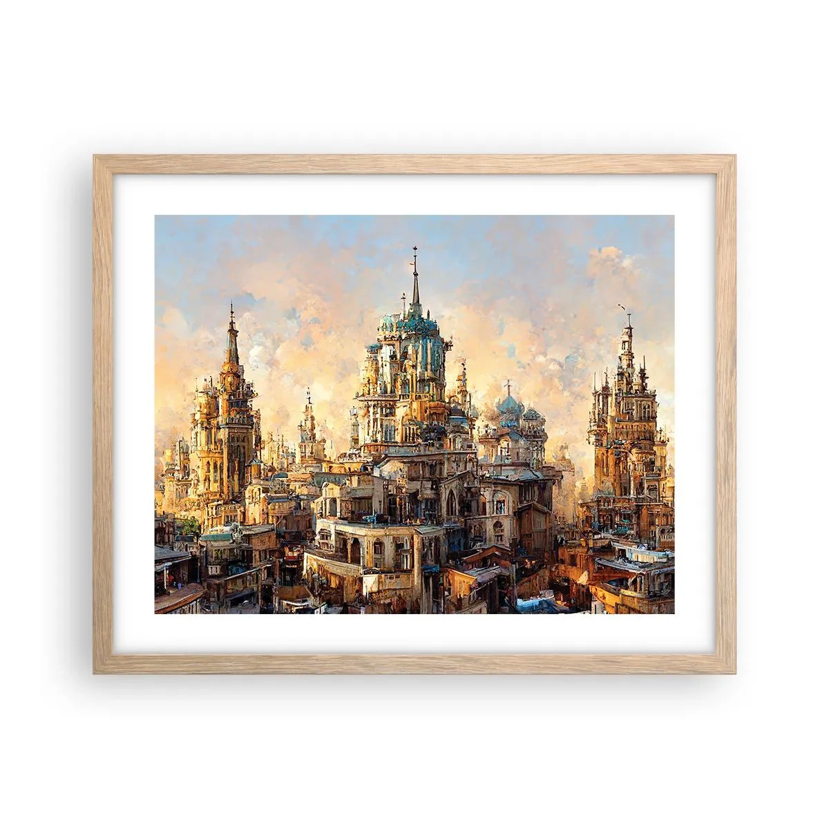 Poster în ramă de stejar deschis - Orașul tuturor orașelor - 50x40 cm