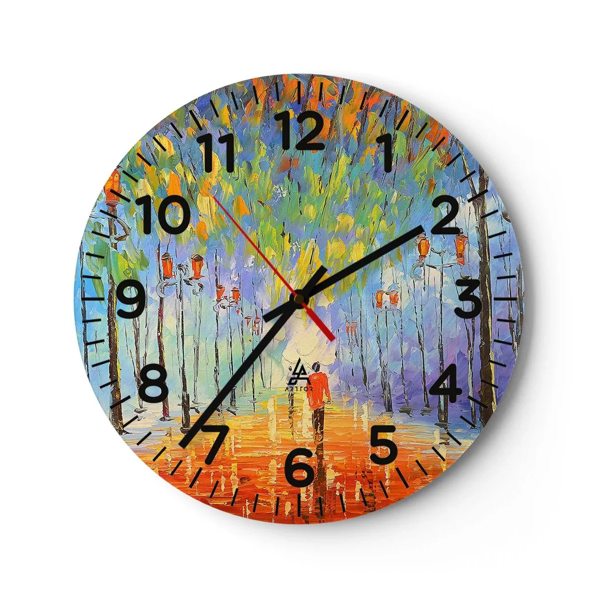 Ceas de perete - Ceas pe sticlă - Cântecul de noapte al ploii - 30x30 cm