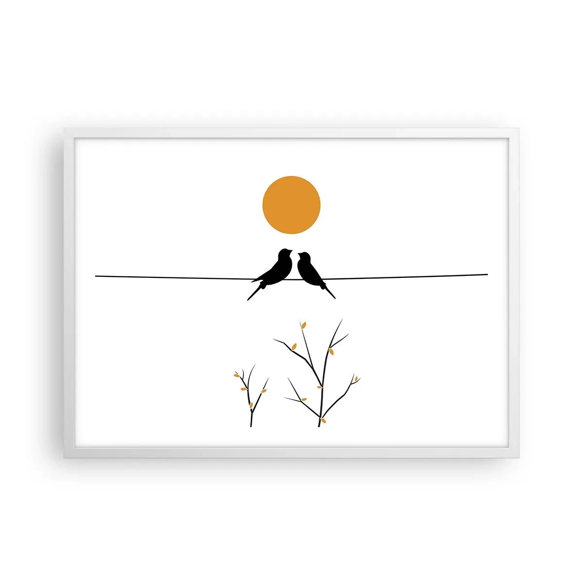 Poster în ramă albă - Seară cu privighetori - 70x50 cm