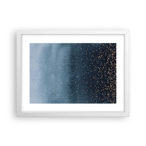 Poster în ramă albă - Compoziție - faze albastre - 40x30 cm