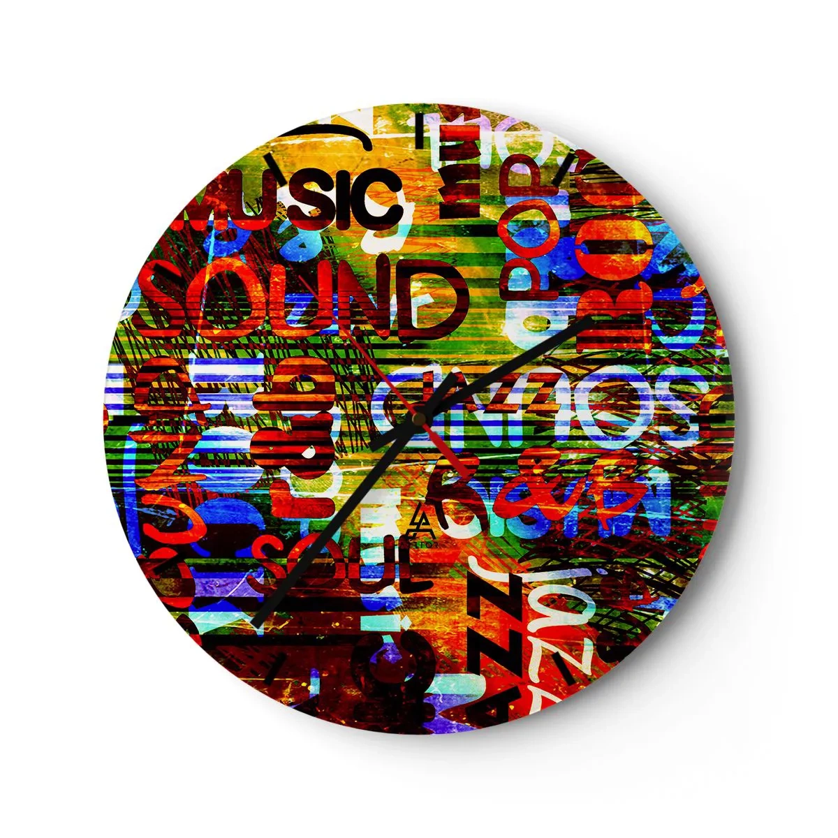 Ceas de perete - Ceas pe sticlă - Toate culorile sunetului - 40x40 cm