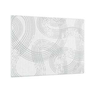 Tablou pe sticlă - Linii curbate abstracte în nuanțe de gri pe alb - 70x50cm - Nu există o cale ușoară - Decorațiune modernă pentru perete pentru living și dormitor ARTTOR