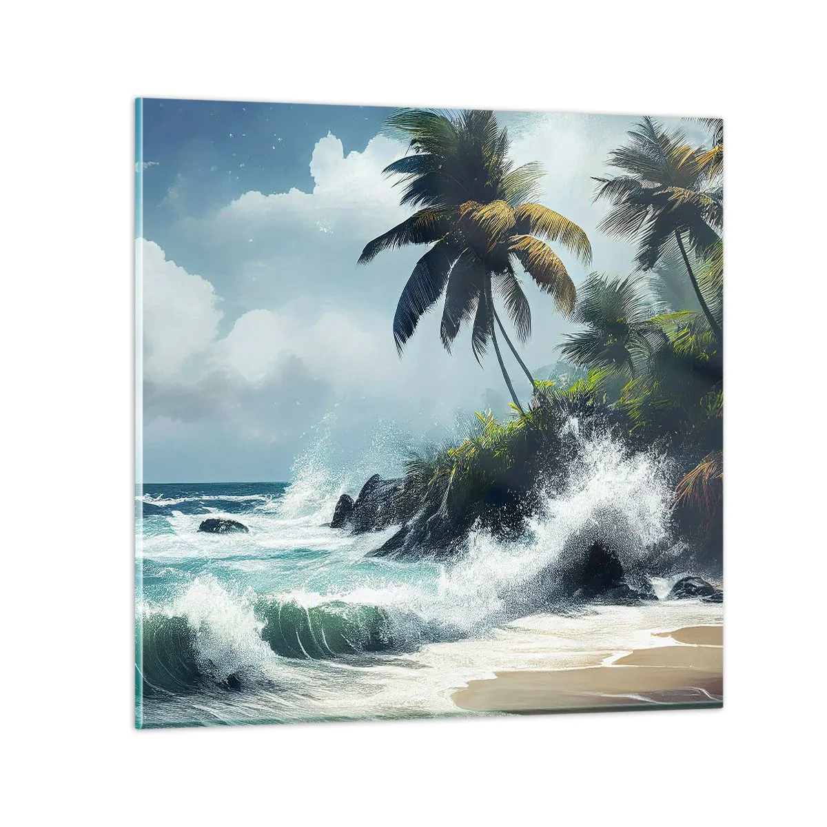Tablou pe sticlă - Pe un țărm tropical - 30x30 cm