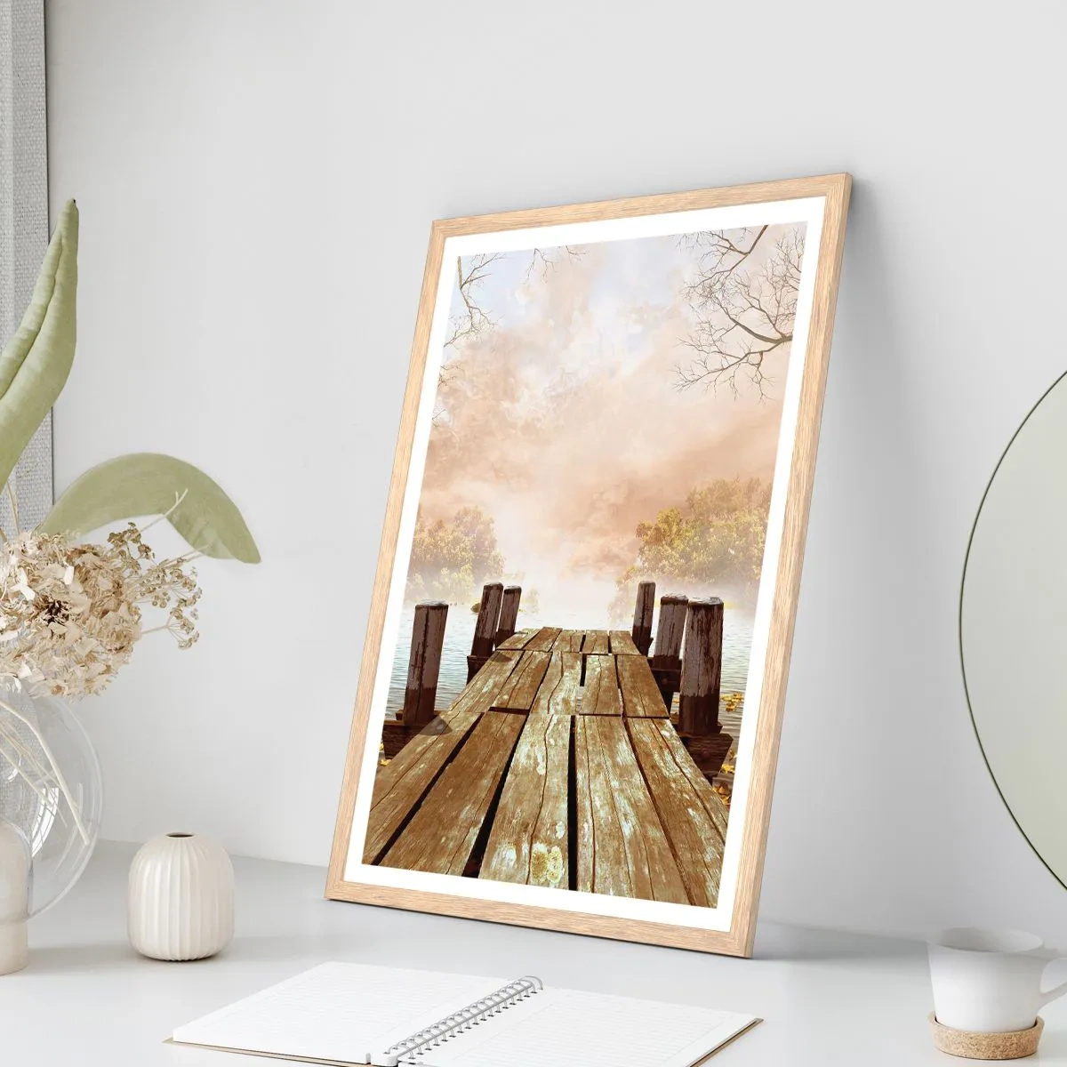 Poster în ramă de stejar deschis - Tristețea blândă a toamnei - 40x50 cm