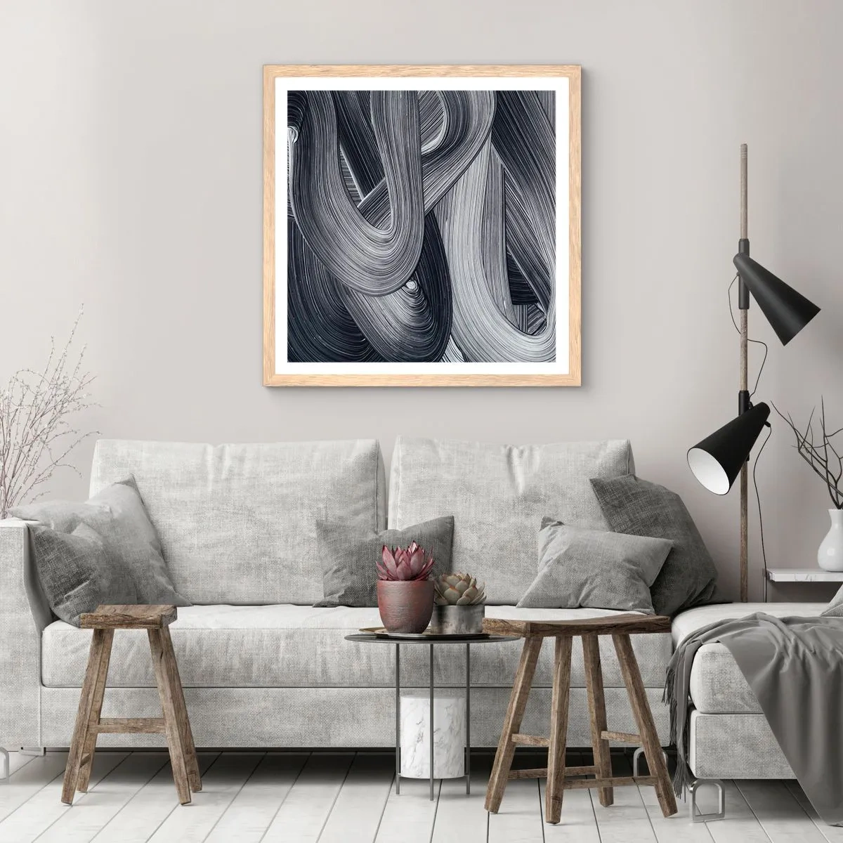 Poster în ramă de stejar deschis - Fluiditatea realității - 30x30 cm