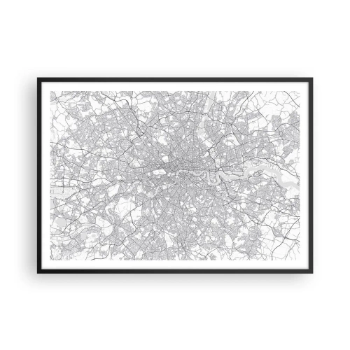 Poster în ramă neagră - Harta labirintului din Londra - 100x70 cm