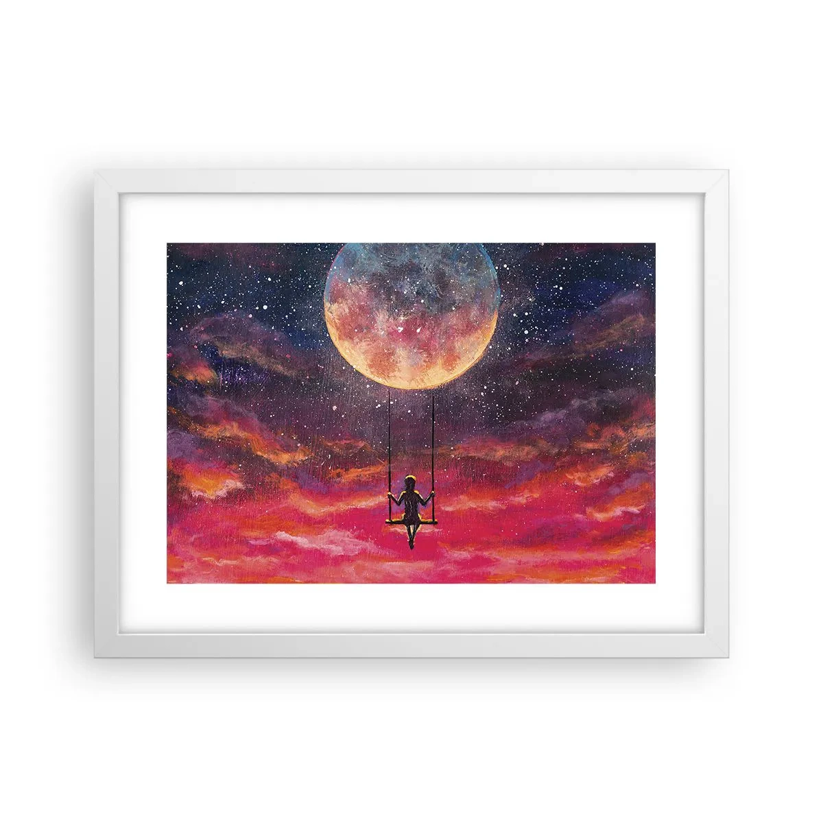 Poster în ramă albă - Cu capul în nori - 40x30 cm