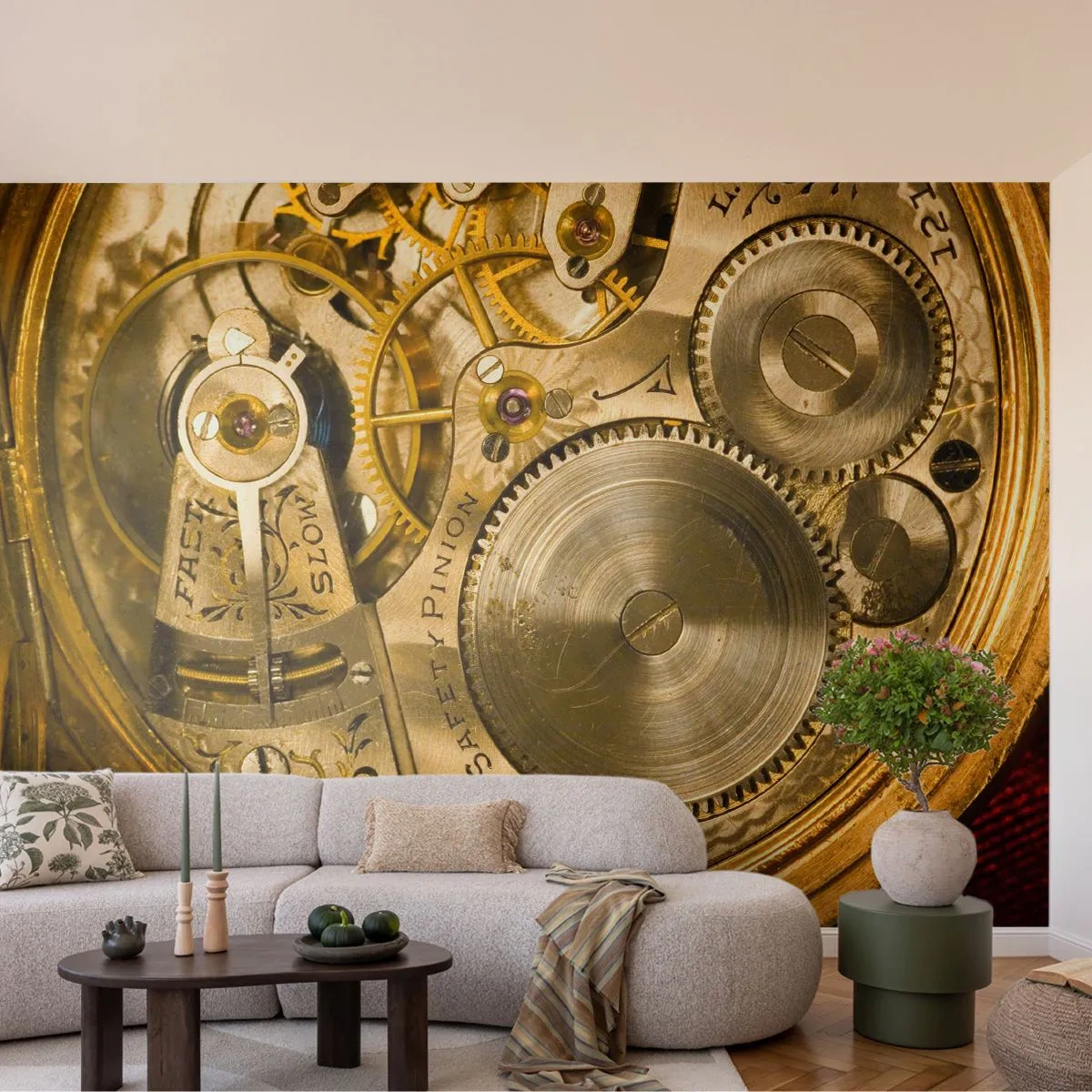 Tapet Premium Canvas - Fii în pas cu vremurile - Ceas, Mecanismul ceasului, Epocă - 250x175 cm