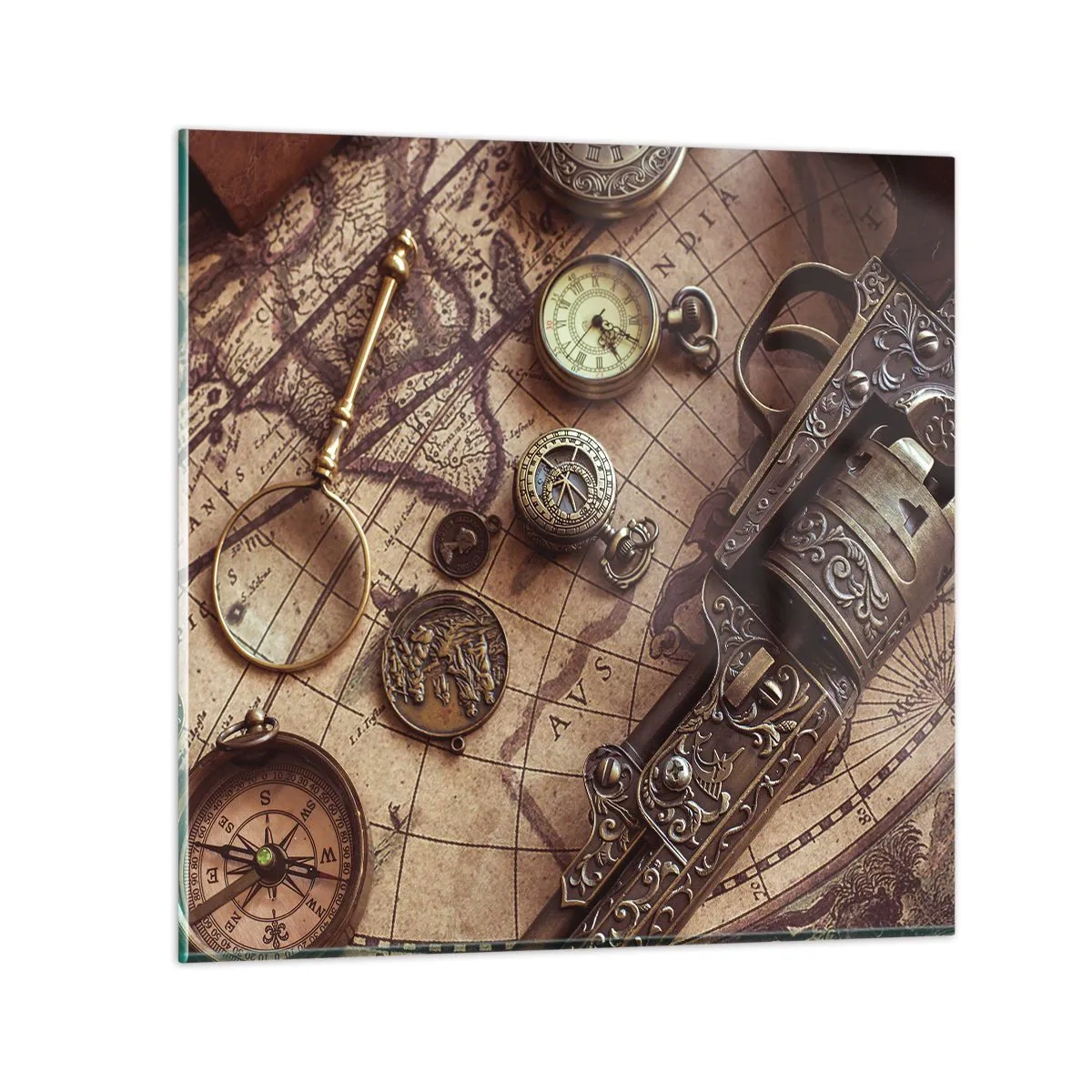 Tablou pe sticlă - Sugestii de aventură - 60x60 cm