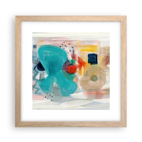 Poster în ramă de stejar deschis - Joc plin de culoare - 30x30 cm