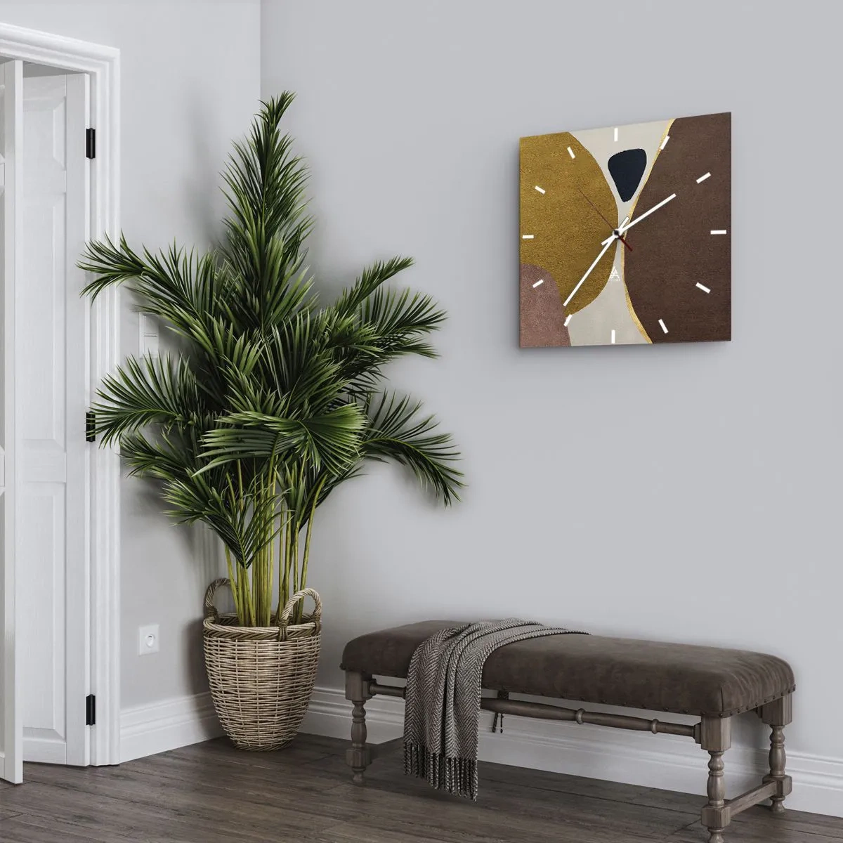 Ceas de perete - Ceas pe sticlă - Abstracție - un loc în spațiu - 30x30 cm