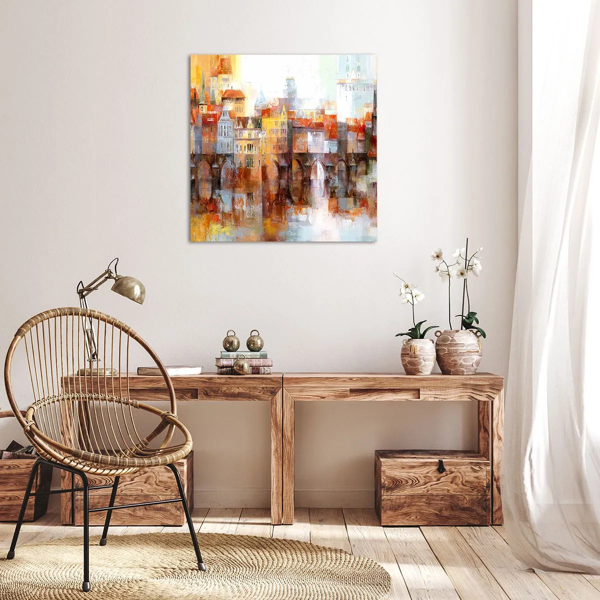 Tablou pe pânză - Frumos și sub pod - 60x60 cm